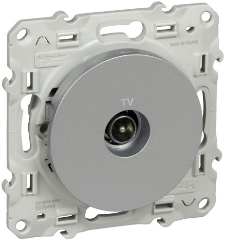 Розетка TV Оконечная без рамки Schneider Electric Odace 1-м. алюминий фото Розетка TV Оконечная без рамки Schneider Electric Odace 1-м. алюминий картинка